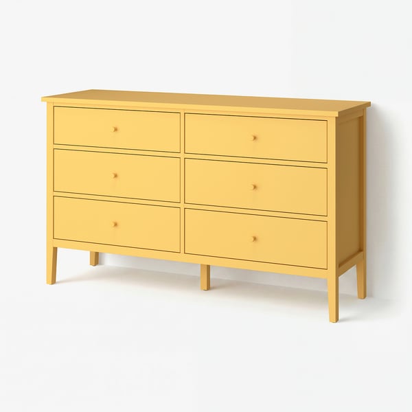 GULLABERG Commode à 6 tiroirs, jaune, 66 1/8x18 7/8x39 3/8 "