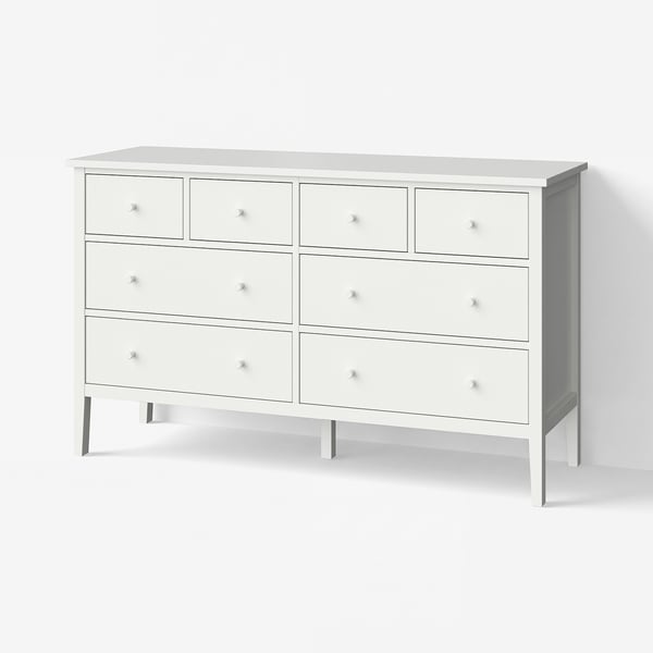 GULLABERG Commode à 8 tiroirs, blanc/fonction ouverture/fixation, 66 1/8x18 7/8x39 3/8 "
