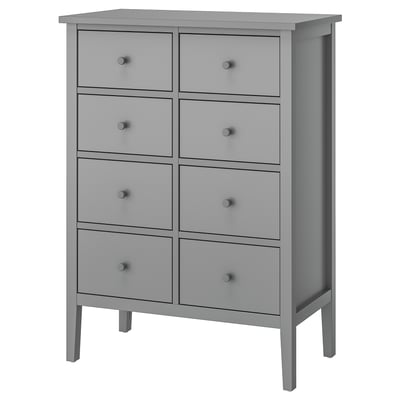 GULLABERG Commode à 8 tiroirs, gris/fonction ouverture/fixation, 35x18 7/8x48 "