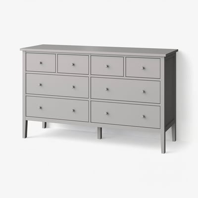 GULLABERG Commode à 8 tiroirs, gris/fonction ouverture/fixation, 66 1/8x18 7/8x39 3/8 "