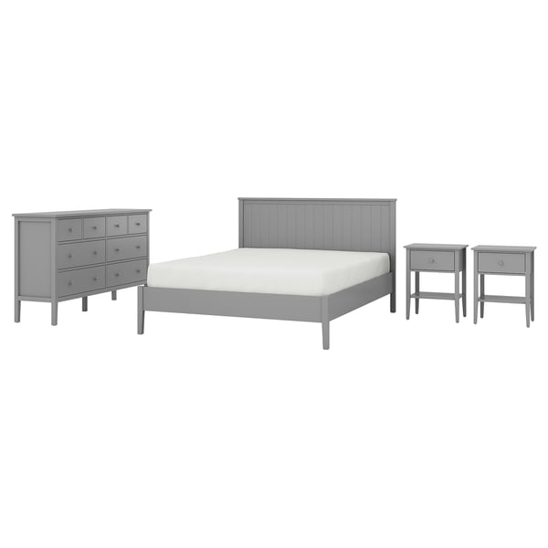 GULLABERG Mobilier chambre, ensemble de 4, gris, Deux places