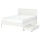 GULLABERG Structure de lit +2 coffres, blanc, Grand 2 places