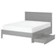 GULLABERG Structure de lit +2 coffres, gris, Grand 2 places