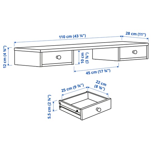 GULLABERG Surmeuble, blanc, 43 1/4x12 1/4x4 3/4 "