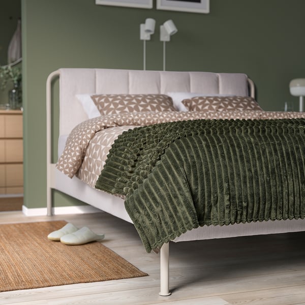 GULLSTRÅLE Couvre-lit, gris-vert, Très grand 2 places