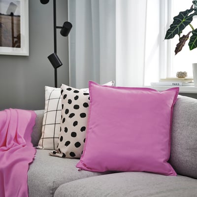 GURLI Housse de coussin, rose, 20x20 "