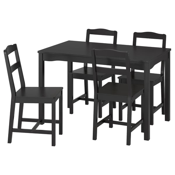 HÄGERNÄS Table et 4 chaises, teinté noir pin