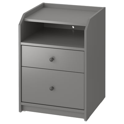 HAUGA Commode à 2 tiroirs, gris, 19 5/8x18 1/8x26 3/4 "