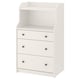 HAUGA Commode à 3 tiroirs avec tablette, blanc, 27 1/2x18 1/8x45 5/8 "