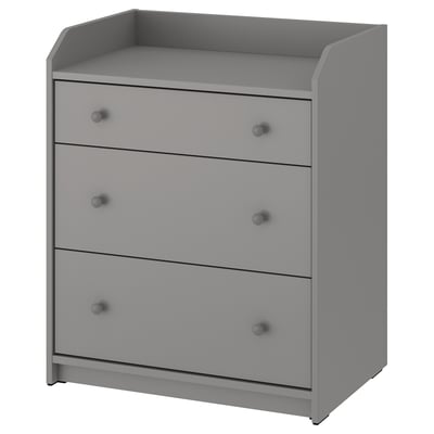 HAUGA Commode à 3 tiroirs, gris, 27 1/2x18 1/8x33 1/8 "
