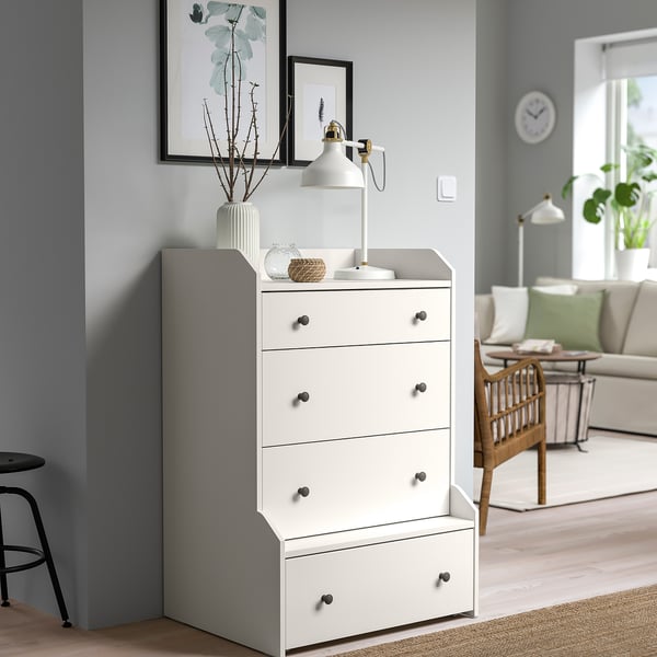 HAUGA Commode à 4 tiroirs, blanc, 27 1/2x41 "