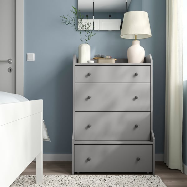 HAUGA Commode à 4 tiroirs, gris, 27 1/2x41 "