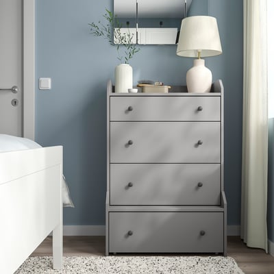 HAUGA Commode à 4 tiroirs, gris, 27 1/2x41 "