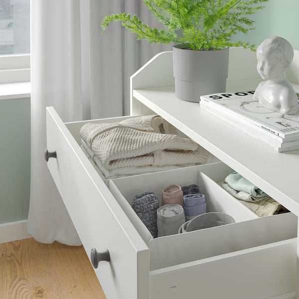 HAUGA Commode à 6 tiroirs, blanc, 54 3/8x18 1/8x33 1/8 "