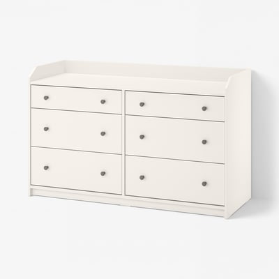 HAUGA Commode à 6 tiroirs, blanc, 54 3/8x18 1/8x33 1/8 "