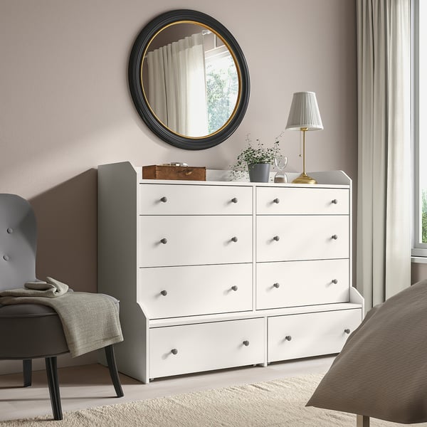 HAUGA Commode à 8 tiroirs, blanc, 54 3/8x41 "