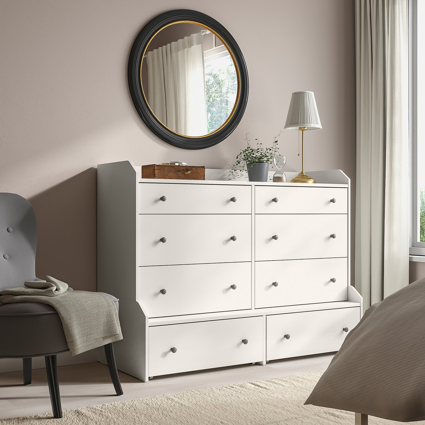 HAUGA Commode à 8 tiroirs, blanc, 54 3/8x41 "