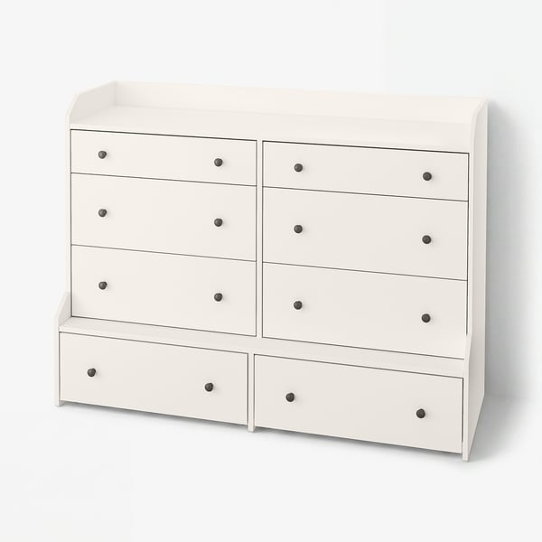 HAUGA Commode à 8 tiroirs, blanc, 54 3/8x41 "