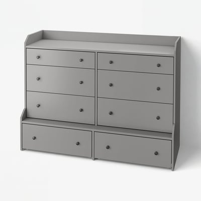 HAUGA Commode à 8 tiroirs, gris, 54 3/8x41 "