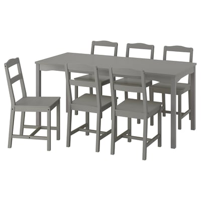 HAUGA / HAUGA Table et 6 chaises, gris/gris, 66 1/8x29 1/8 "