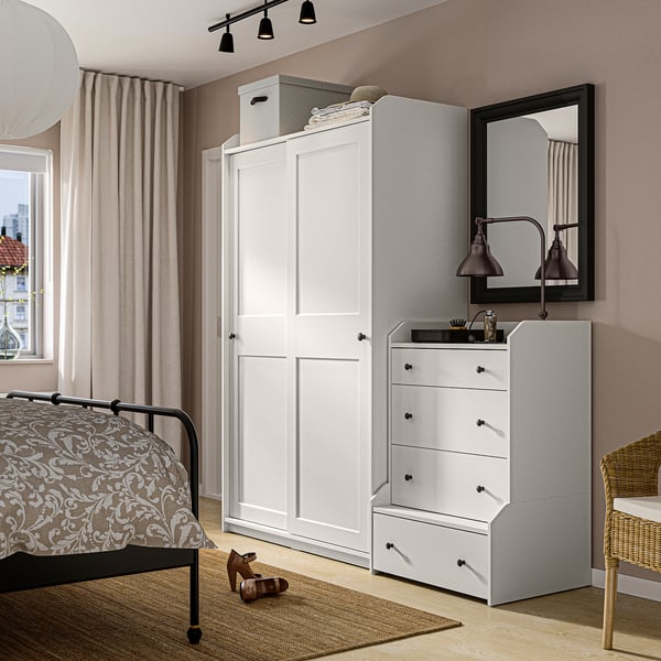 HAUGA Rangement avec tiroirs, blanc, 74x21 5/8x78 3/8 "