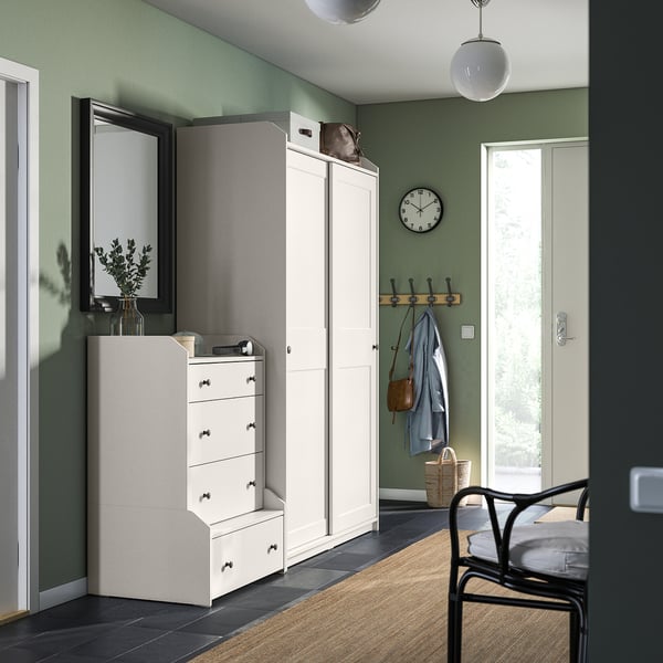 HAUGA Rangement avec tiroirs, blanc, 74x21 5/8x78 3/8 "