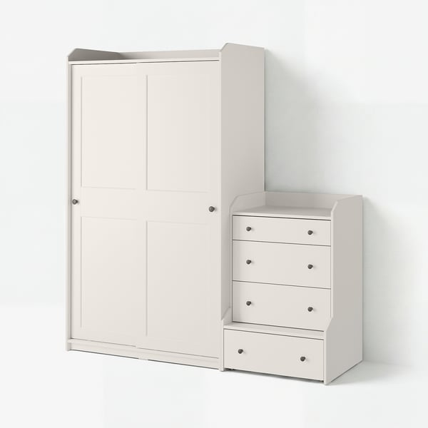 HAUGA Rangement avec tiroirs, blanc, 74x21 5/8x78 3/8 "