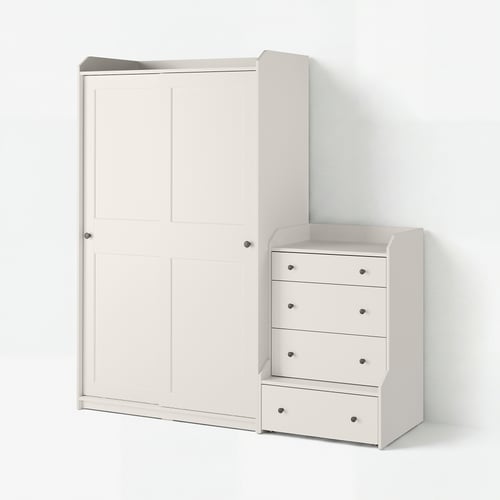 HAUGA Rangement avec tiroirs, blanc, 74x21 5/8x78 3/8 "