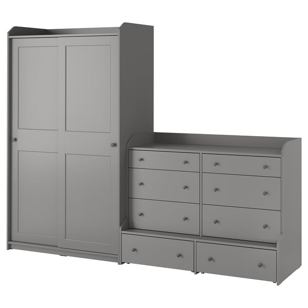 HAUGA Rangement avec tiroirs, gris, 100 3/4x21 5/8x78 3/8 "