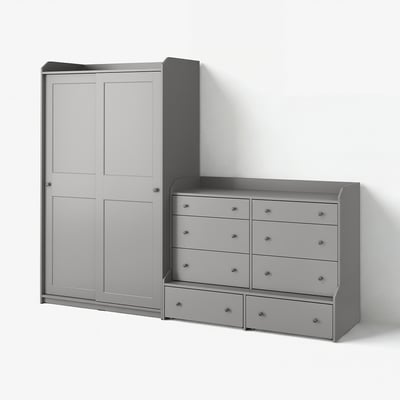 HAUGA Rangement avec tiroirs, gris, 100 3/4x21 5/8x78 3/8 "