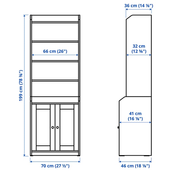 HAUGA Rangement, blanc, 82 5/8x18 1/8x78 3/8 "