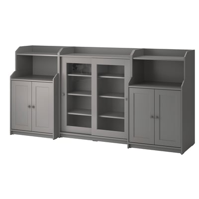 HAUGA Rangement, gris, 96 1/8x18 1/8x45 5/8 "