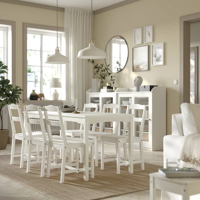 HAUGA Table, blanc/bouleau plaqué, 66 1/8x29 1/8 "