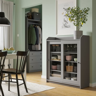 HAUGA Vitrine, gris, 41 3/8x45 5/8 "