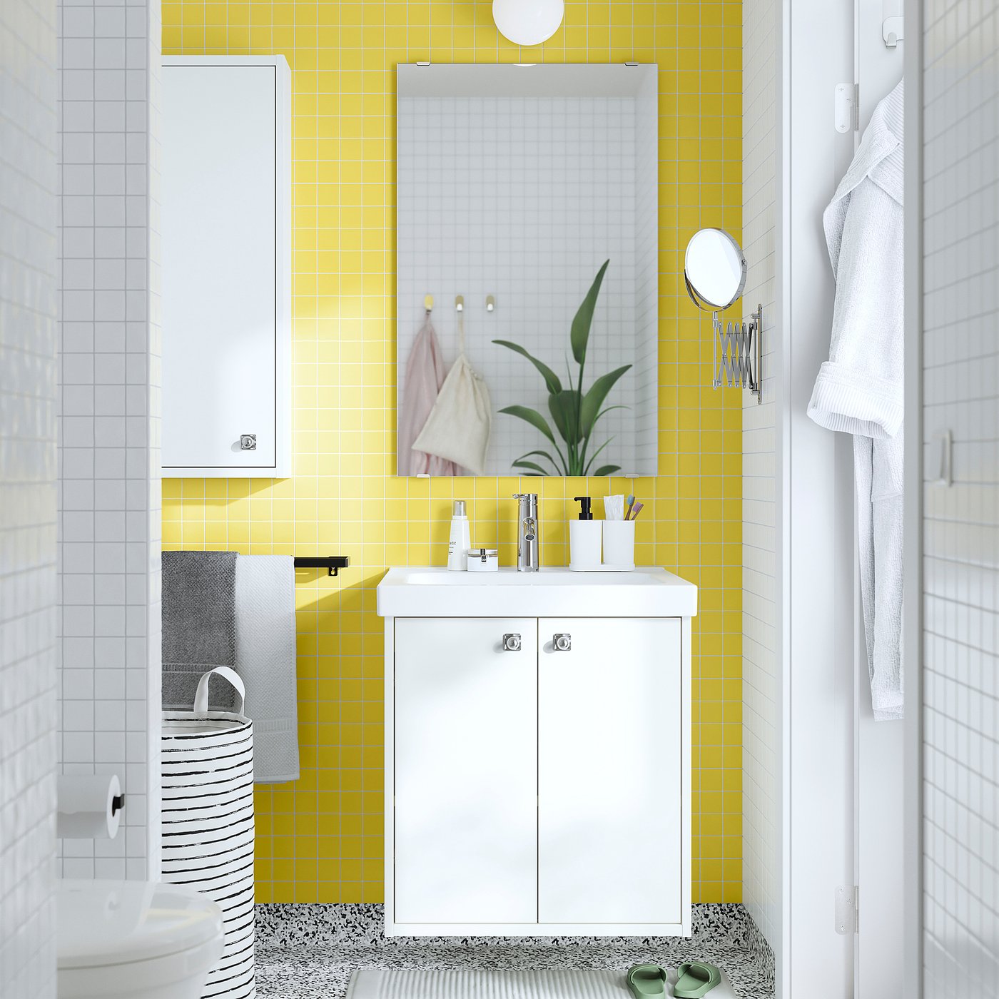 HAVBÄCK Meuble-lavabo à portes, blanc, 24x21x25 1/8 "
