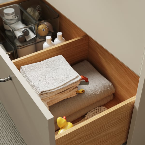 HAVBÄCK Meuble-lavabo à tiroirs, beige, 30x21x25 1/8 "