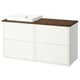 HAVBÄCK / ORRSJÖN Meuble de sdb avec lavabo, blanc/brun effet noyer, 49x21 1/2x28 3/8 "