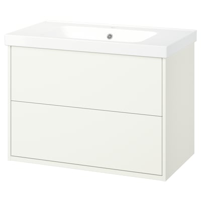 HAVBÄCK / ORRSJÖN Meuble sdb avec tiroirs/lavabo, blanc, 37x21 3/4x27 5/8 "