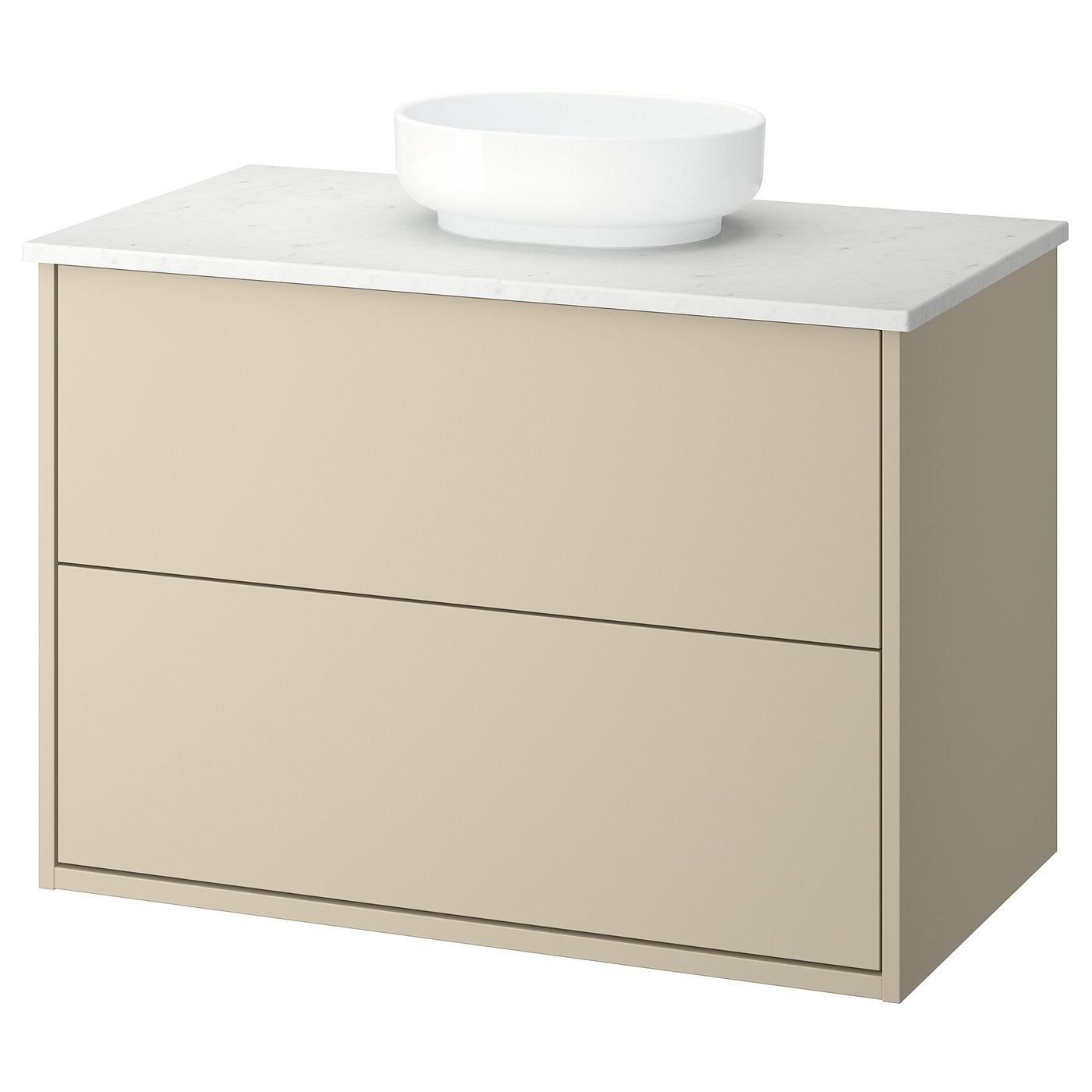 HAVBÄCK / VINDELÄLVEN Meuble sdb avec tiroirs/lavabo, beige/blanc marbré, 37x21 1/2x30 5/8 "