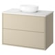 HAVBÄCK / VINDELÄLVEN Meuble sdb avec tiroirs/lavabo, beige/blanc marbré, 37x21 1/2x30 5/8 "