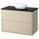HAVBÄCK / VINDELÄLVEN Meuble sdb avec tiroirs/lavabo, beige/noir marbré, 37x21 1/2x30 5/8 "