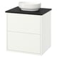 HAVBÄCK / VINDELÄLVEN Meuble sdb avec tiroirs/lavabo, blanc/noir marbré, 25x21 1/2x30 5/8 "
