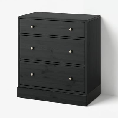 HAVSTA Commode à 3 tiroirs, noir, 31 7/8x18 1/2x35 "
