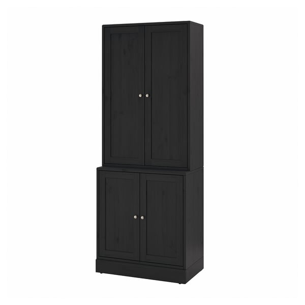 HAVSTA Rangement à portes, noir, 31 7/8x18 1/2x83 1/2 "