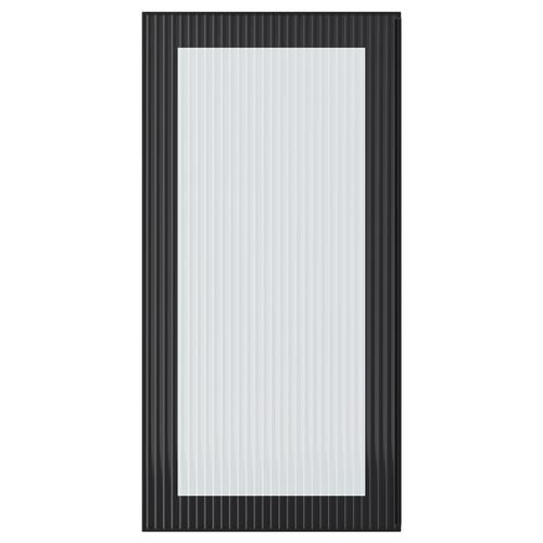HEJSTA Porte vitrée, anthracite/verre cannelé, 15x30 "