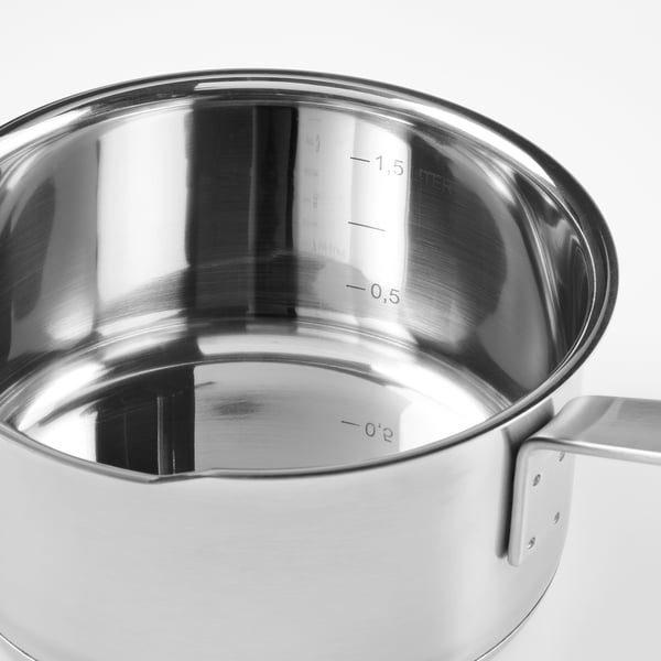 HEMKOMST Casserole avec couvercle, acier inox/verre, 2.1 qt