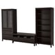 HEMNES Agencement meuble télé, brun-noir/verre clair, 128 3/8x77 1/2 "