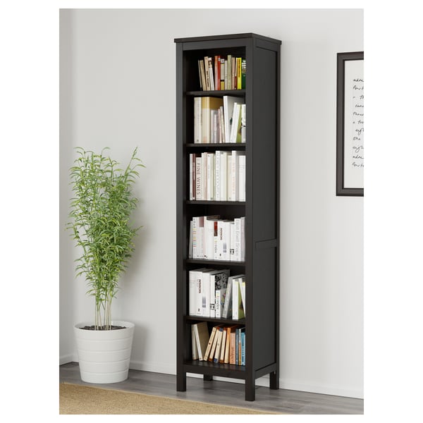 HEMNES Bibliothèque, brun-noir, 19 1/4x77 1/2 "