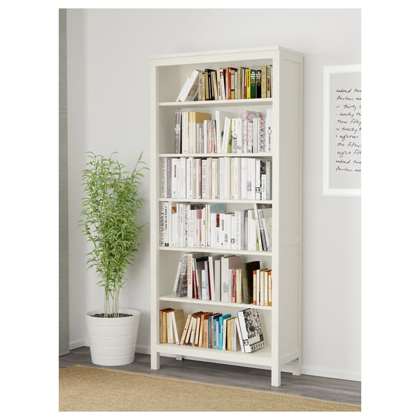 HEMNES Bibliothèque, teinté blanc, 35 3/8x77 1/2 "