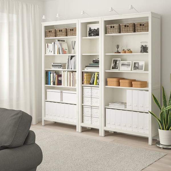 HEMNES Bibliothèque, teinté blanc, 90 1/8x77 1/2 "